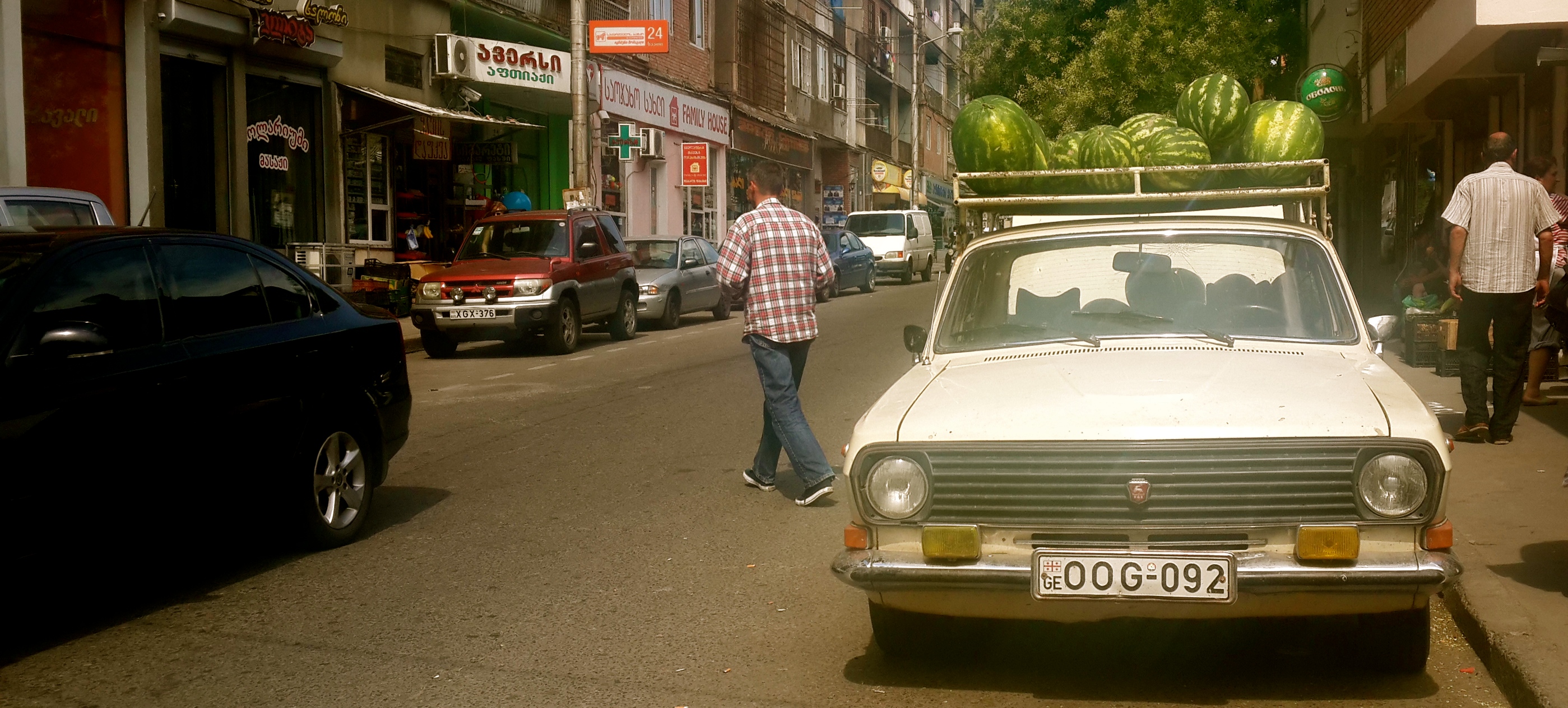 Car with water melons.